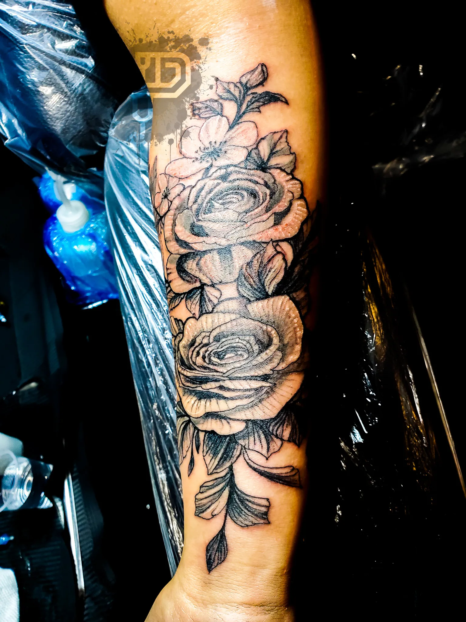 089-Two Black and Gray Floral Forearm Tattoos – Daniel Collins – Premium Tattoo Artistry