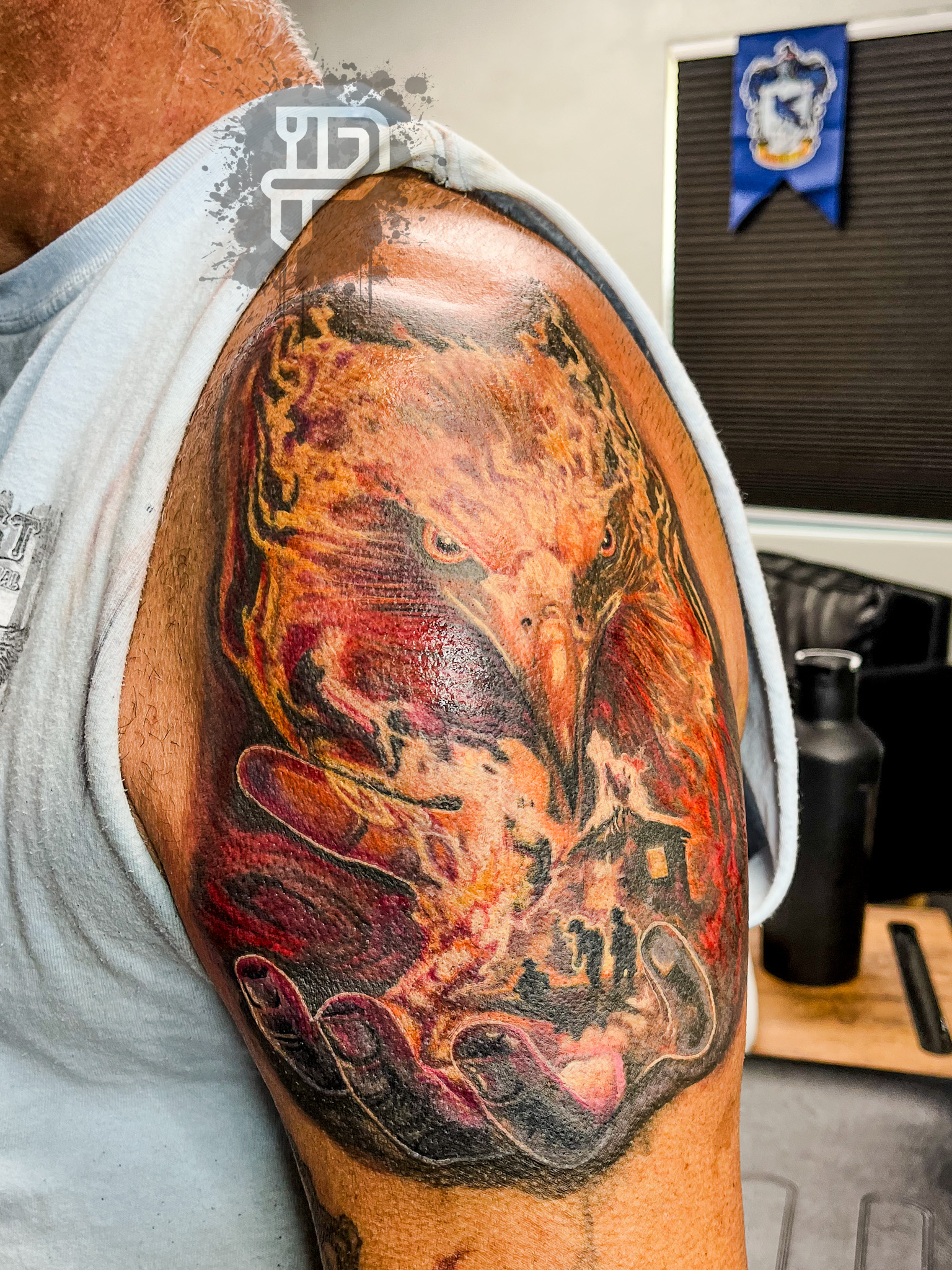 173_eagle_flames_burning_building_firefighters_upper_arm_daniel_aaron_collins_premium_tattoo_artistry