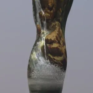 Montana waterfall and trout leg sleeve tattoo with pine forest details